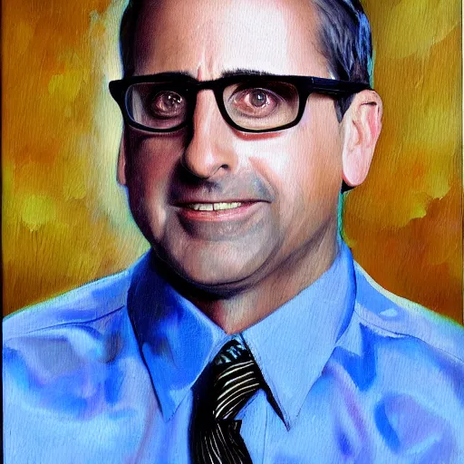 Image similar to Holy Steve Carell, oil painting