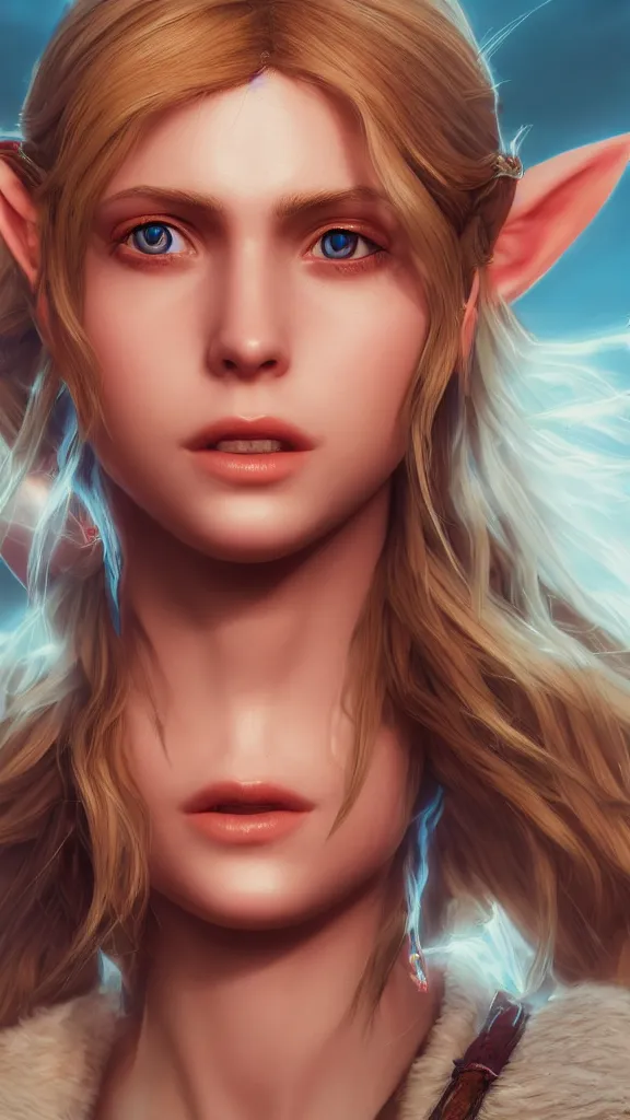 Prompt: Portrait of Zelda, close up, studio lightning, bright tones, intricate, masterpiece, cell shading, photorealistic, hiperrealistic, sharp focus, high contrast, Artstation HQ, 4k UHD, Unreal Engine 5,,