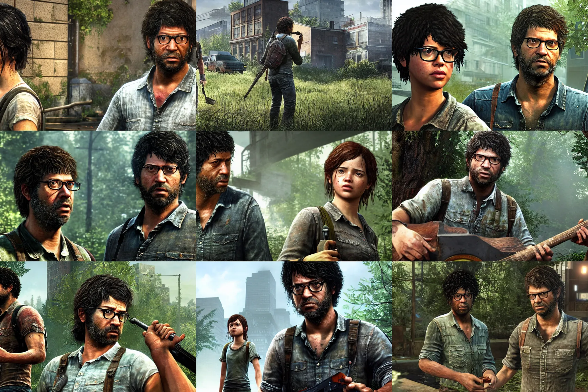Prompt: a screenshot of richard ayoade in the video game the last of us. 3 d rendering. unreal engine. amazing likeness. very detailed. cartoon caricature.