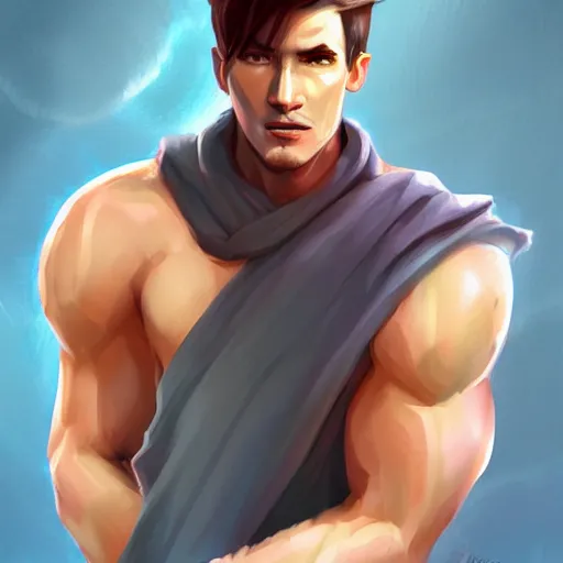 Prompt: Godsent,male, man, muscles, divine, celestial, ancient, serene, warm, cozy, Artstation, Digital Art