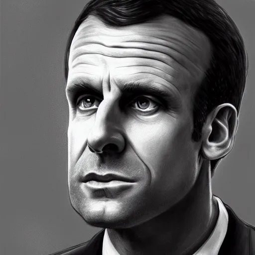 Image similar to photorealistic portrait of emmanuel macron as a sad pathetic alpha male, immature, fantasy, ugly, depth of field, bokeh, soft focus, detailed, soft glow, caravagio, high contreast, art by artgerm