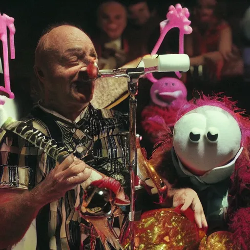 Image similar to !dream a beautiful photo of Phil Collins as a Muppet, playing drums,