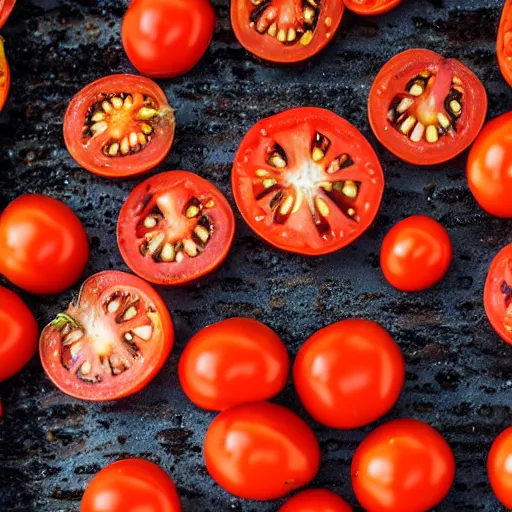 Image similar to photo of [ [ grilled ] ] [ tomato ] taken with canon eos - 1 d x mark iii, bokeh, sunlight, studio 4 k