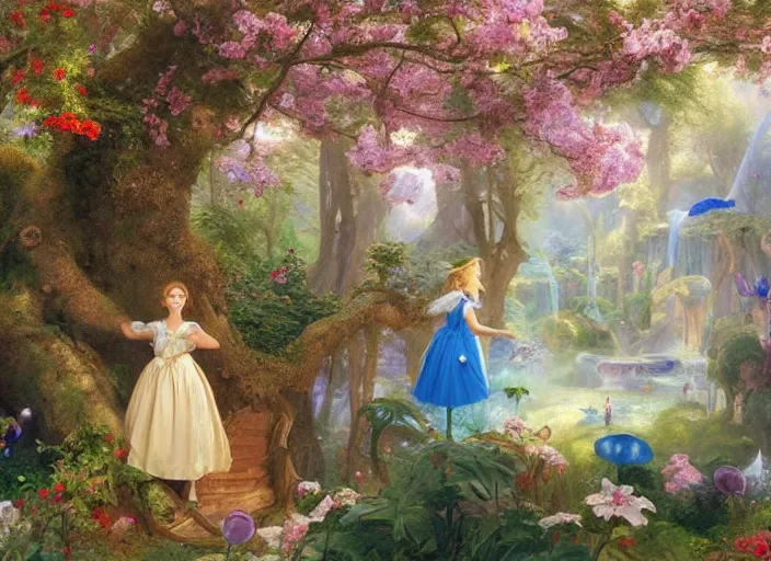 Prompt: matte painting of alice in the wonderland by vladimir volegov and alexander averin and peder mørk mønsted and pierre auguste cot and raphael lacoste