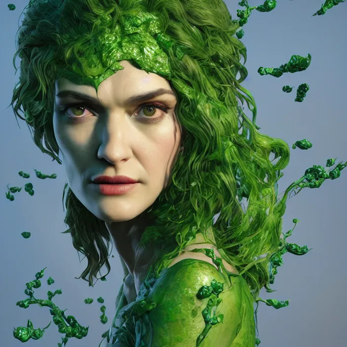 Image similar to portrait of Rachel Weisz as a Poison Ivy. intricate artwork. by Tooth Wu, wlop, beeple, dan mumford. octane render, trending on artstation, greg rutkowski very coherent symmetrical artwork. cinematic, hyper realism, high detail, octane render, 8k