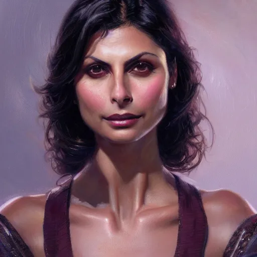 Prompt: Morena Baccarin, closeup character portrait art by Donato Giancola, Craig Mullins, digital art, trending on artstation