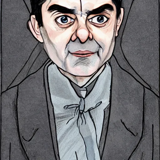 Image similar to portrait of mr. bean as albus dumbledore by becky cloonan