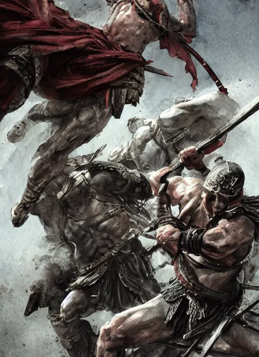 Prompt: portrait, Spartan Warriors fighting at the cliffs of thermopylae, watercolor, dramatic lighting, cinematic, establishing shot, extremely high detail, foto realistic, cinematic lighting, pen and ink, intricate line drawings, by Yoshitaka Amano, Ruan Jia, Kentaro Miura, Artgerm, post processed, concept art, artstation, matte painting, style by eddie mendoza, raphael lacoste, alex ross