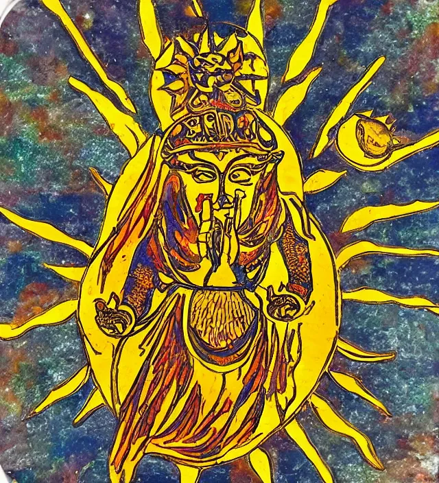 Image similar to tarot godness sun figure , bright love Philadelphia