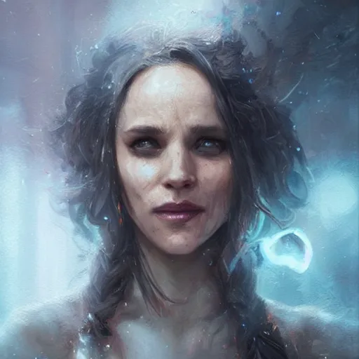 Prompt: elvish sorceress rachel mcadams, oil painting, Tooth Wu, Greg Rutkowski, RPG portrait, dynamic lighting, fantasy art, High contrast, depth of field