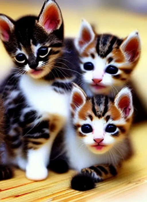 Image similar to clear photorealistic picture of adorable kittens made out of sushi