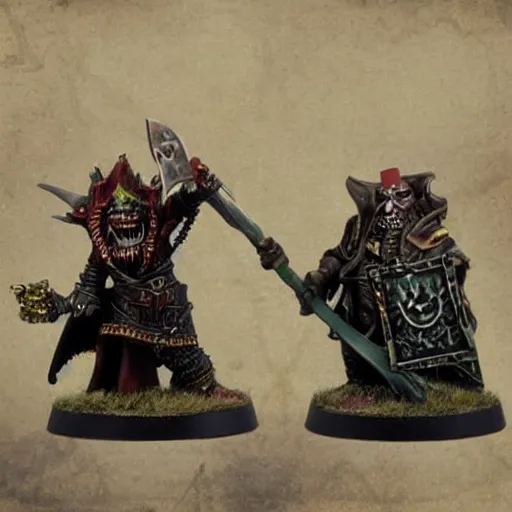 Image similar to Heinrich Kemmler and Krell from Warhammer Fantasy