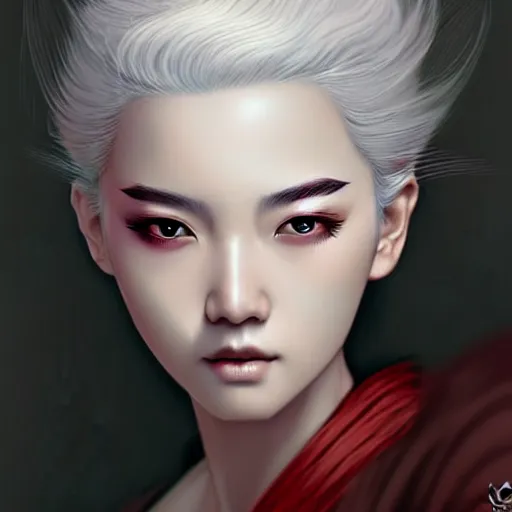 Prompt: Wuxia Cultivator, white hair, gorgeous, amazing, elegant, intricate, highly detailed, digital painting, artstation, concept art, sharp focus, illustration, art by Ross tran and kuvshinov, photography portrait by Paolo Roversi