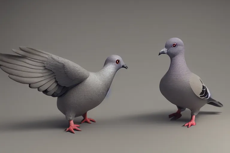 Image similar to a pigeon sculpted from clay, studio lighting, studio photography, 3 d model, 3 d render, unreal engine, octane render, cgi, 8 k