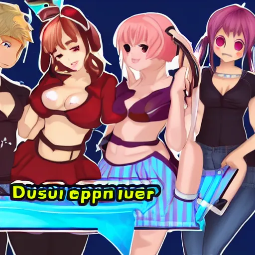 Image similar to huniepop but it is all dudes