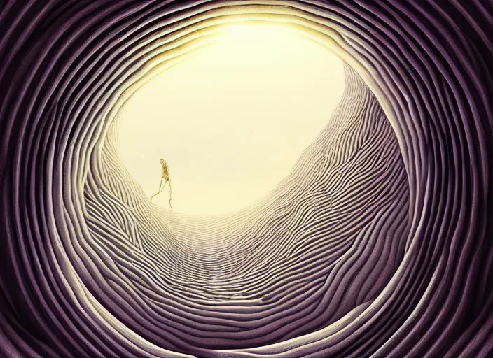 Image similar to a hyper - detailed 3 d render of climbing the upward spiral, surrealism!!!!! surreal concept art, lifelike, photorealistic, digital painting, aesthetic, smooth, sharp focus, artstation hd, by valentina remenar, maximalism, art germ,