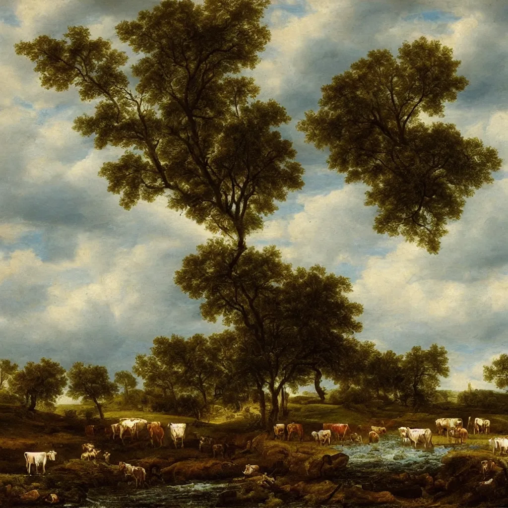 Image similar to Cows by a river by Jacob Van Ruisdael