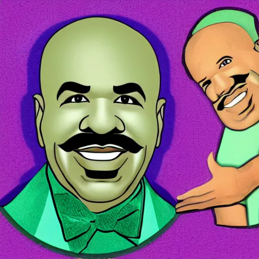 Image similar to steve harvey made of blue green and purple ice