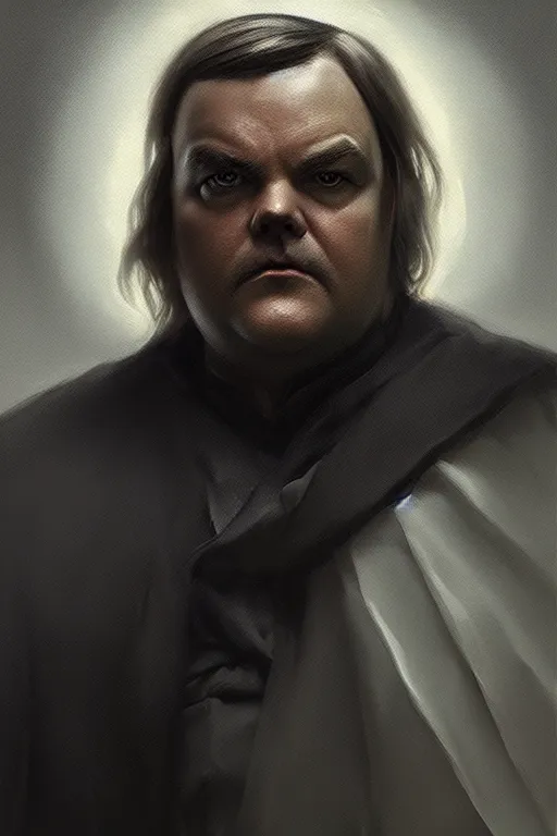 Image similar to breathtaking detailed concept art painting of a darth jack black, by hsiao - ron cheng, exquisite detail, extremely moody lighting, 8 k