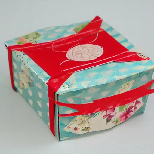 Prompt: vintage craft paper gift box, old school