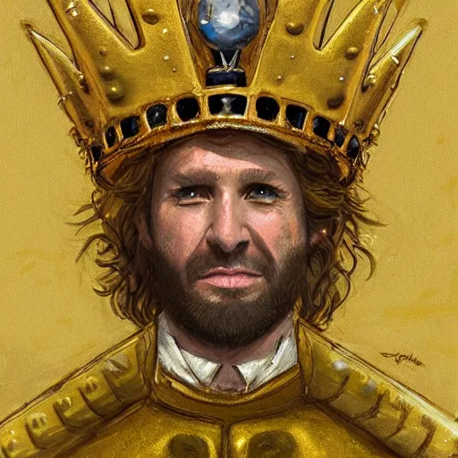 Image similar to spongebob as a king on a thrown wearing a crown, closeup portrait art by donato giancola and greg rutkowski, digital art, trending on artstation, symmetry!!