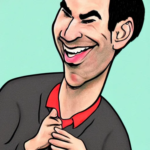 Image similar to detailed cartoon portrait of nathan fielder tickling his feet