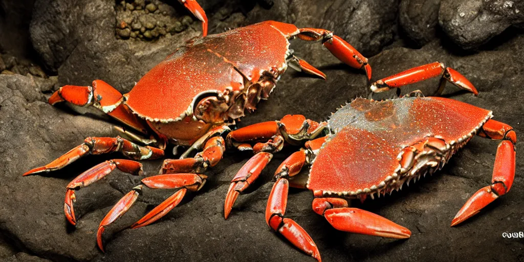 Image similar to crabs feeding on graphic carrion inside of a dark cave, cultic, ritual, extremely detailed, photorealistic, 4 k, 8 k