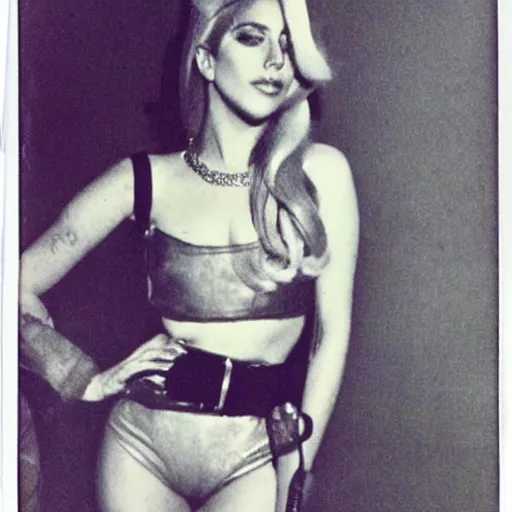 Prompt: Lady Gaga in the 1970s, polaroid photo