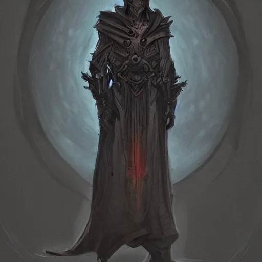 concept art of a cultist in dark robes, lovecraftian