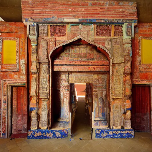 Image similar to a portal, opening in a huge ancient indian temple