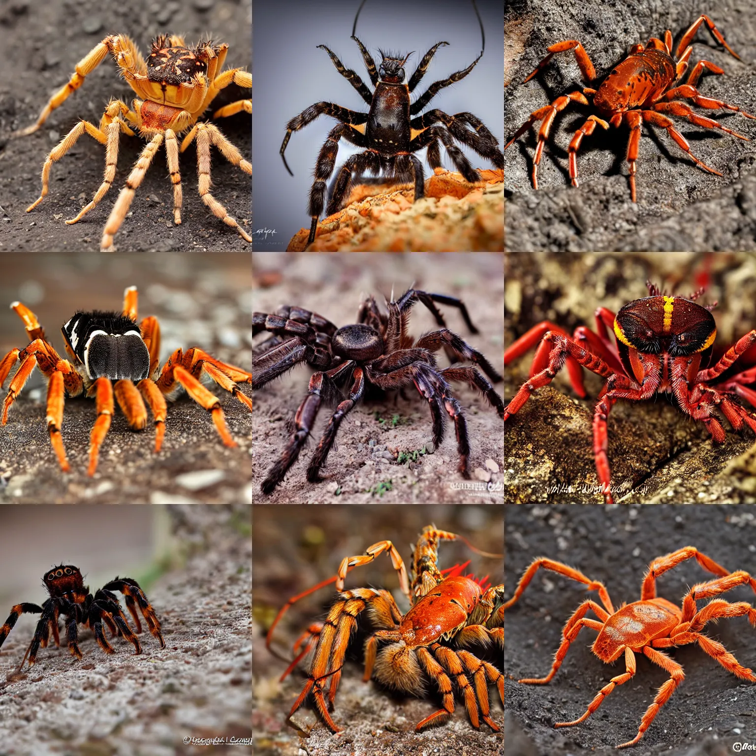 Prompt: a lobster-tarantula-scorpion, wildlife photography