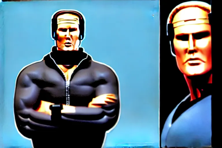 Image similar to lee majors as steve austin, the six million dollar man with the bionic eye, a portrait image at moma museum