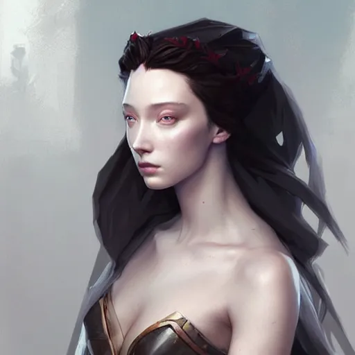 Prompt: beautiful striking medieval Emma Dumont by Artgerm and Greg Rutkowski, intricate, elegant, highly detailed, digital painting, pale