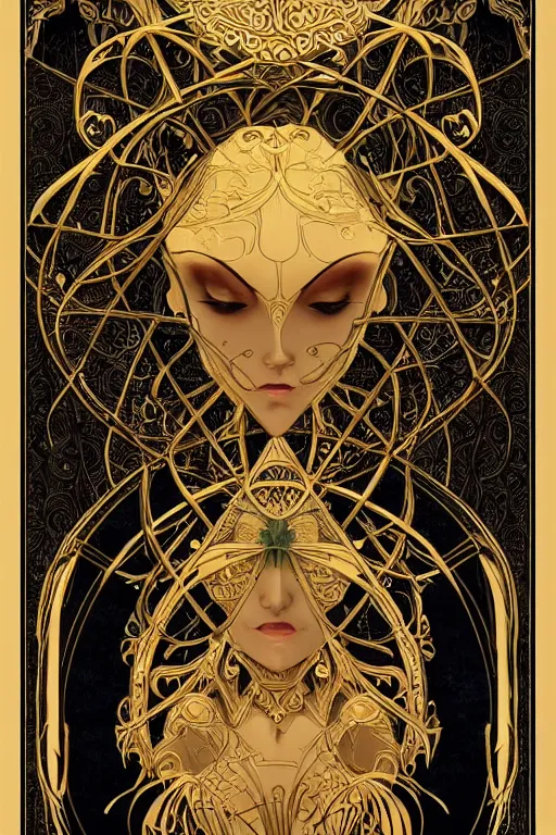 Image similar to an intricate art nouveau canvas frame, with golden entertwined edges and empty black center, highly detailed, artstation, concept art, matte, sharp focus,