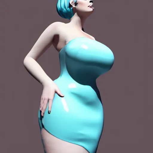 Prompt: an elegant curvy feminine pale goth cutie wearing an elaborate latex-nylon-leather white-cyan dress, thin waist, tube-top dress, cgsociety, photorealistic, 16k, smooth, sharp focus, trending on ArtStation, volumetric lighting, worksafe, sublime-comforting-intriuging ambience