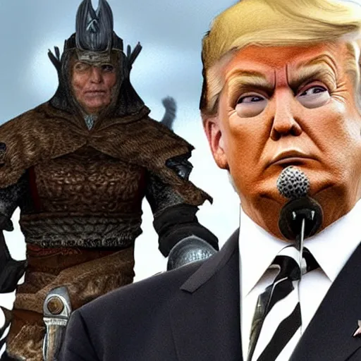 Image similar to donald trump in skyrim