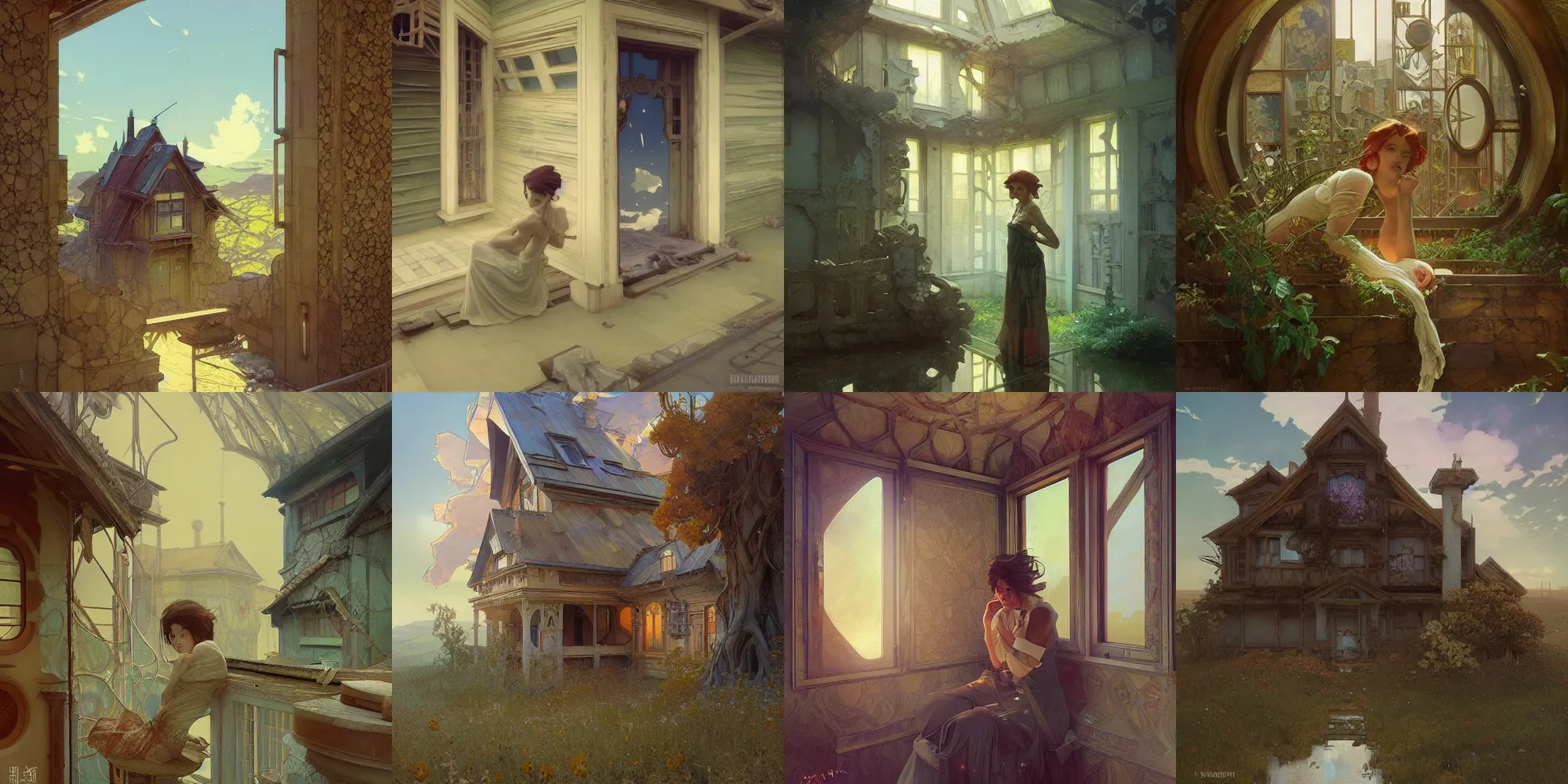 Prompt: a house in nowhere, surrealism, painted by art by tsuyoshi nagano, greg rutkowski, artgerm, alphonse mucha - h 7 6 8