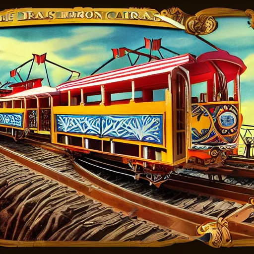 Image similar to half train half circus, highly detailed, 4k