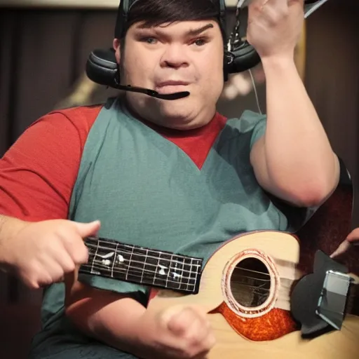Prompt: pudge from dota 2 playing on a guitar