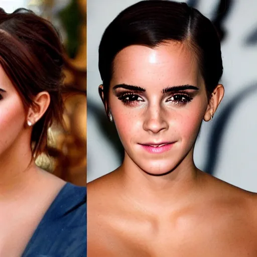 Prompt: emma watson mixed with kim kardashian