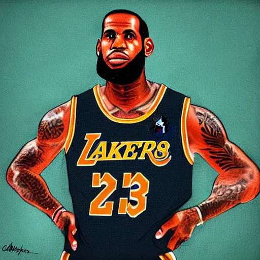 Prompt: Portrait of Lebron James by Carvaggio