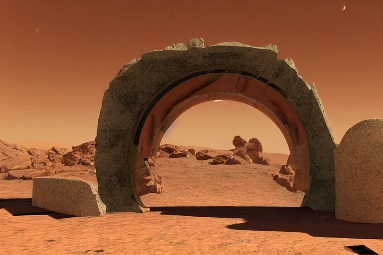 Image similar to a portal gate in the ruins on mars leads to another dimension, portal, gate, dimension, arstation