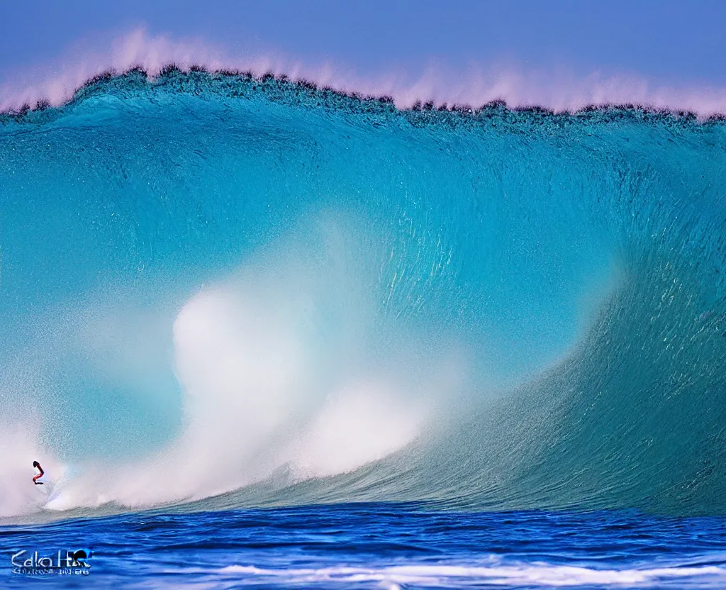 Image similar to banzai pipeline barrel, photo by clark little ; ultra - realistic 3 d depth shading ; third reef pipeline by katsushika hokusai