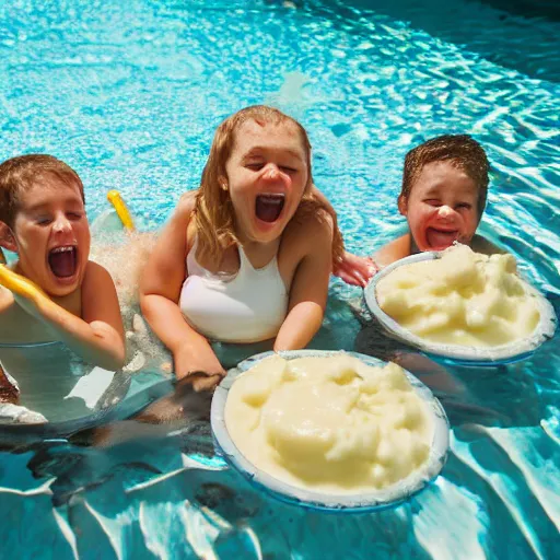 Image similar to drowning in mash potatoes swimming pool while children laugh digital photo