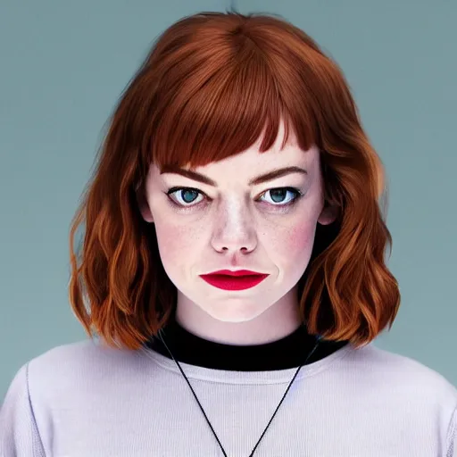 Image similar to Emma Stone in Stranger Things, XF IQ4, 150MP, 50mm, f/1.4, ISO 200, 1/160s, natural light, Adobe Lightroom, DxO Photolab, Corel PaintShop Pro, rule of thirds, symmetrical balance, depth layering, polarizing filter, Sense of Depth