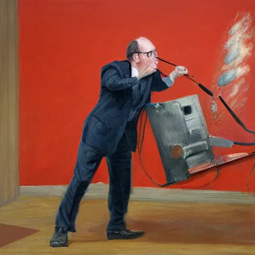 Image similar to a detailed portrait painting of joel glazer from manchester being fired by his boss