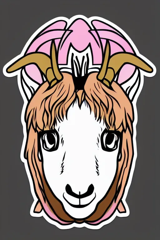 Image similar to Portrait of a goat in anime style, anime, sticker, colorful, illustration, highly detailed, simple, smooth and clean vector curves, no jagged lines, vector art, smooth