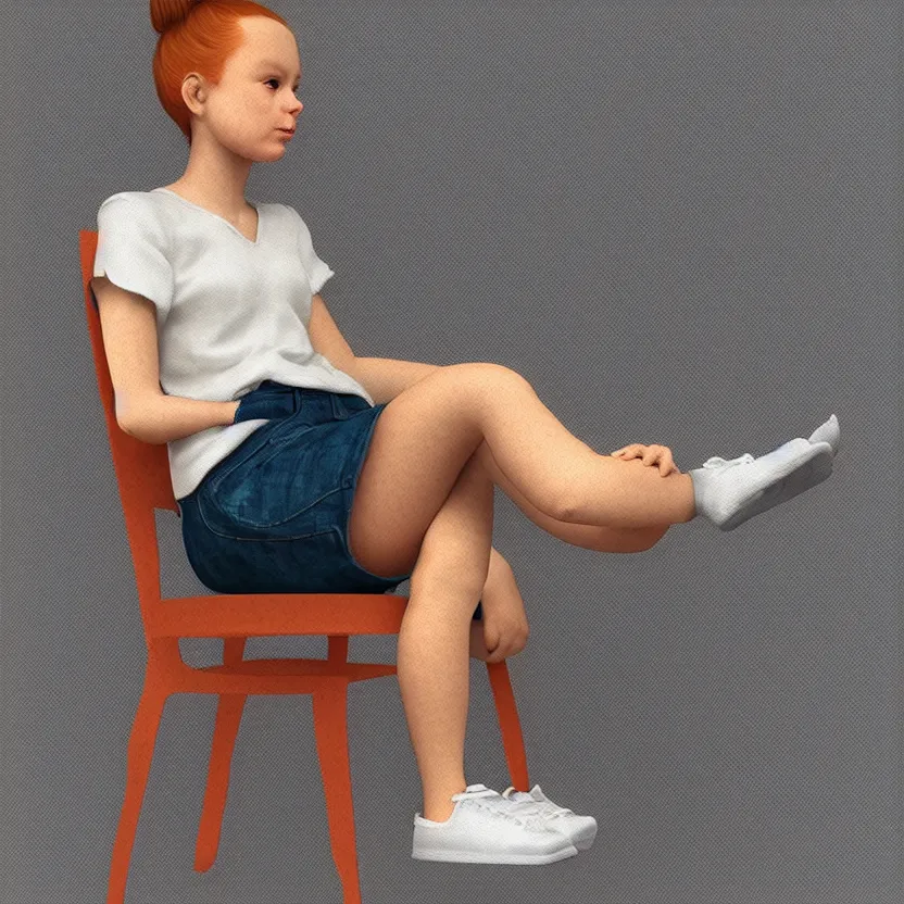 Image similar to portrait of 🥰 sitting on a chair, cute, found on artstation, hyperrealistic digital art, hilarious, light - hearted, highly detailed, funny, hahahaha