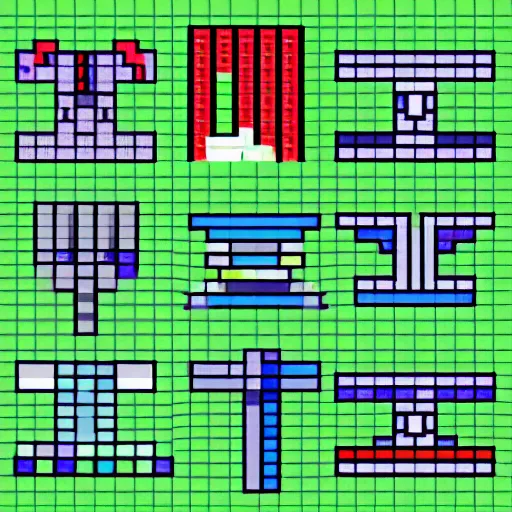 Image similar to Pixel art swords. 32x32 Resolution. Hue Shifted.