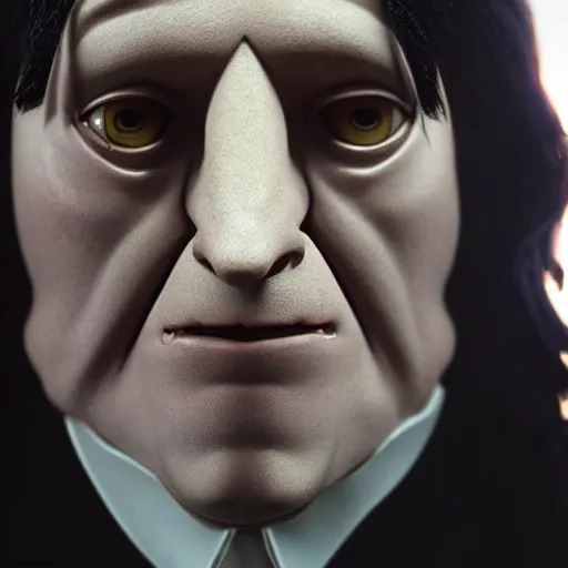 Prompt: Severus Snape depicted as a muppet, photography, cinematic lighting, close up shot